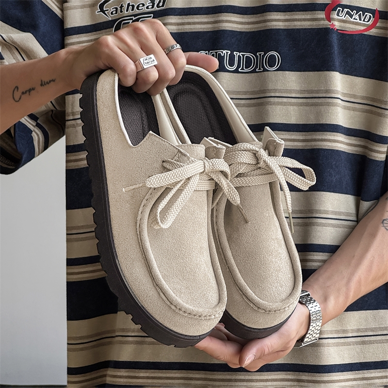 Running Shoes Lightweight - Fashion Men Half Slippers Suede Men
