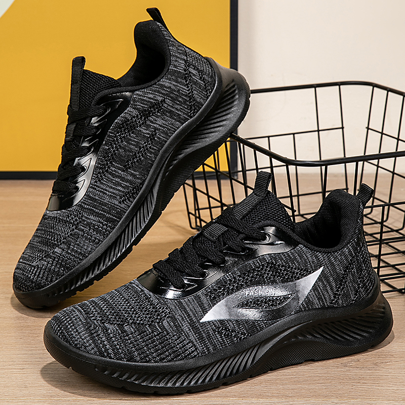 Running Shoes Lightweight - 2025 Autumn Black Knitted Shoes women
