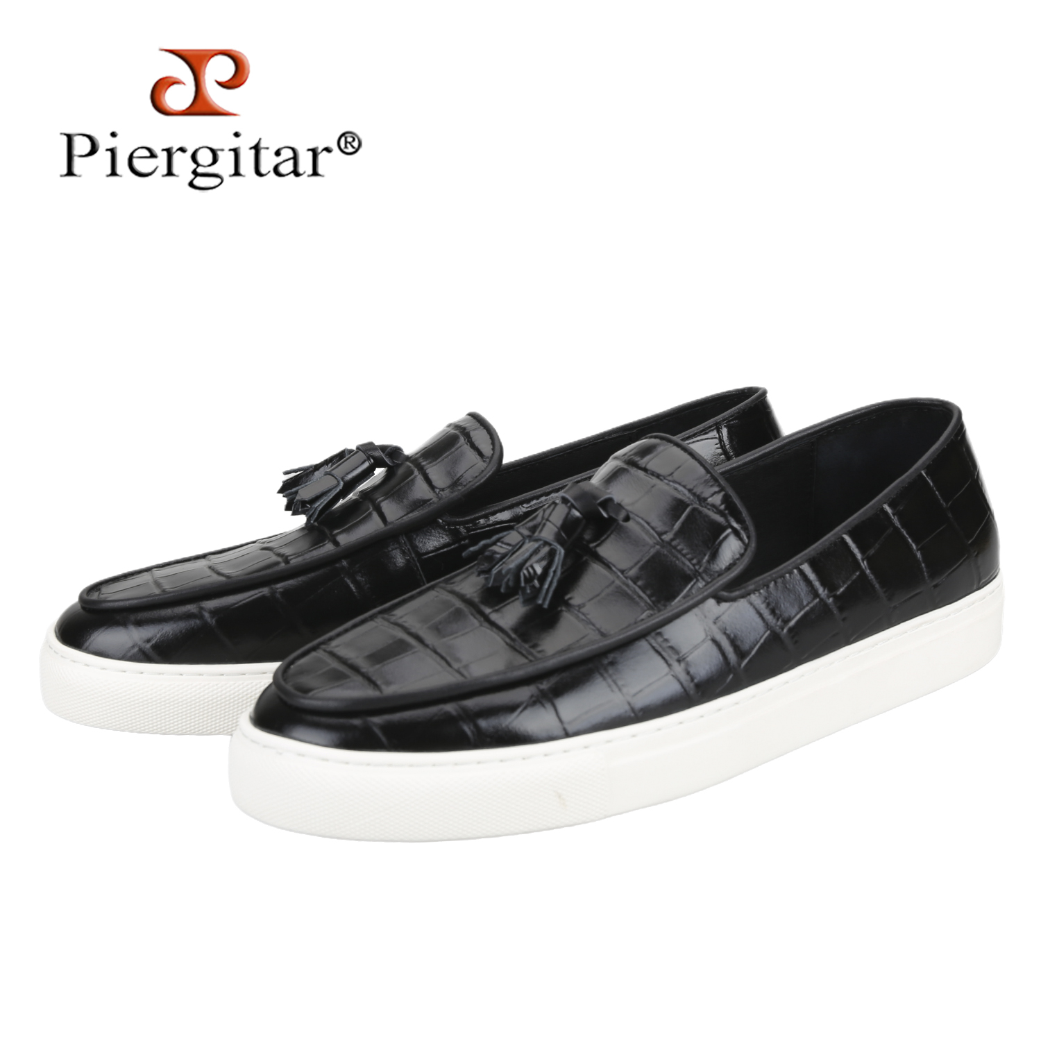 Piergitar New Black Crocodile  - Men'S Shoes Black And White incelemesi ve fiyatı