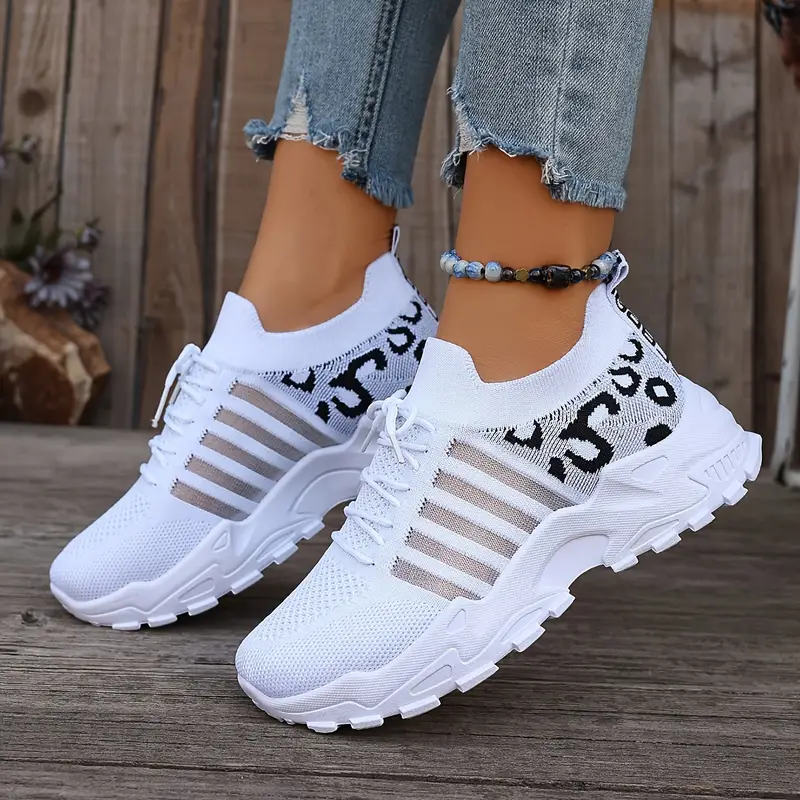 Leopard Print Knit Women's Sne - Running Shoes Lightweight incelemesi ve fiyatı
