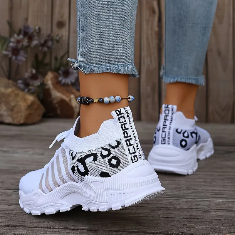 Leopard Print Knit Women's Sne - Running Shoes Lightweight incelemesi ve fiyatı