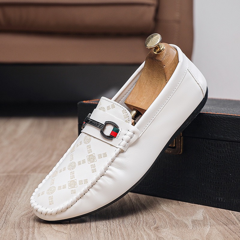 italian PU leather loafers men - Men'S Shoes Black And White incelemesi ve fiyatı