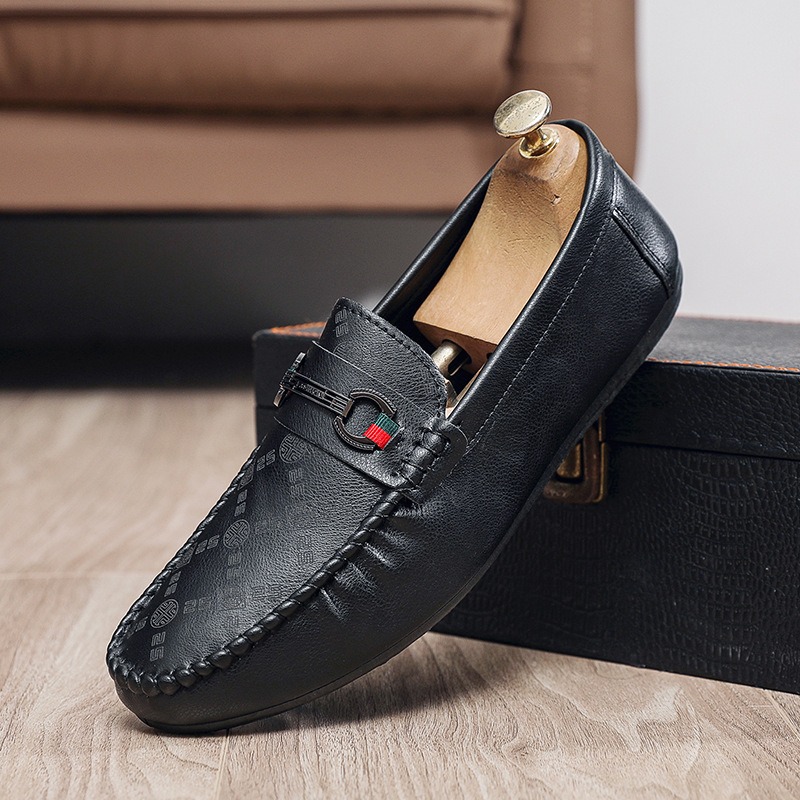 italian PU leather loafers men - Men'S Shoes Black And White incelemesi ve fiyatı