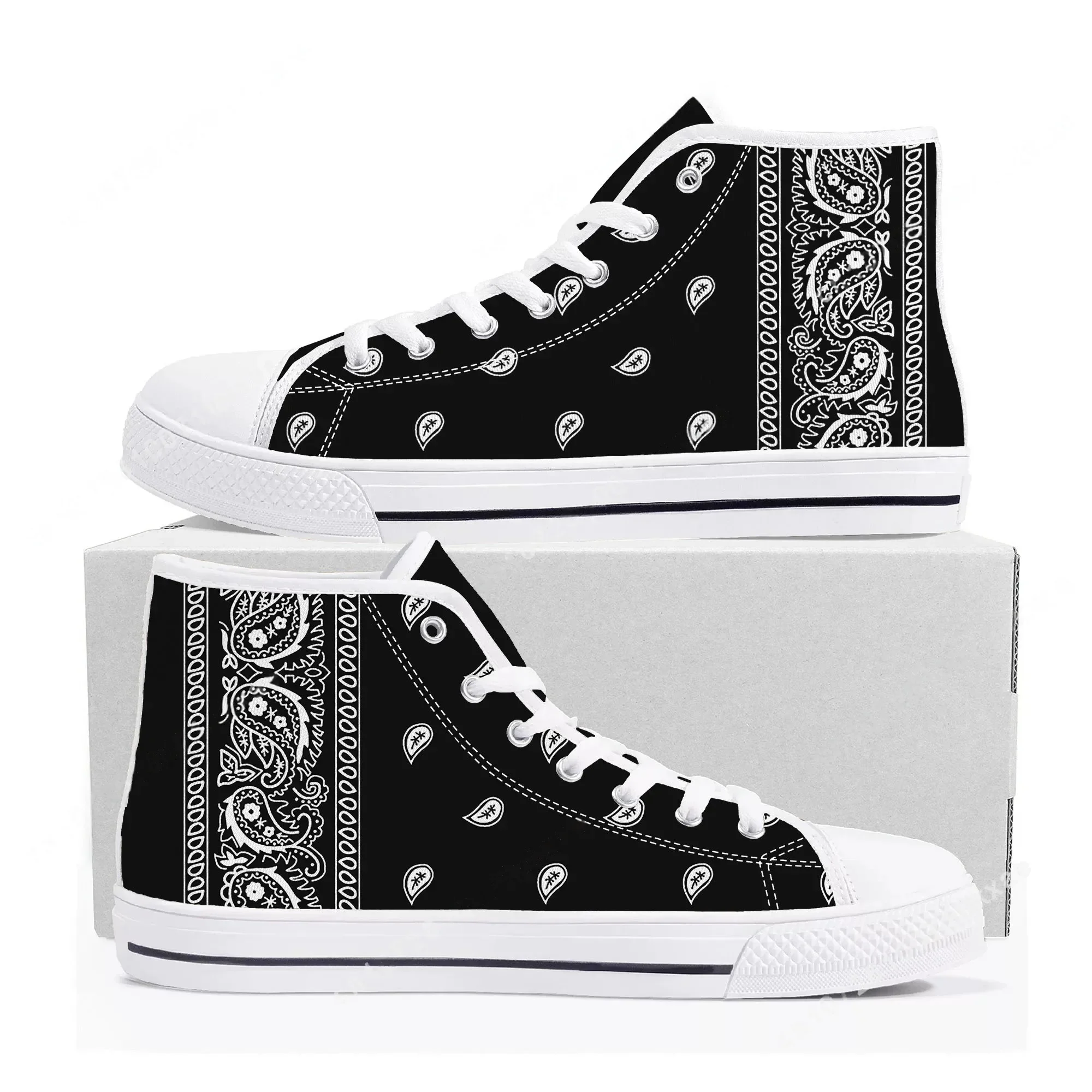 Bandana Paisley High Top Sneak - Men'S Shoes Black And White incelemesi ve fiyatı