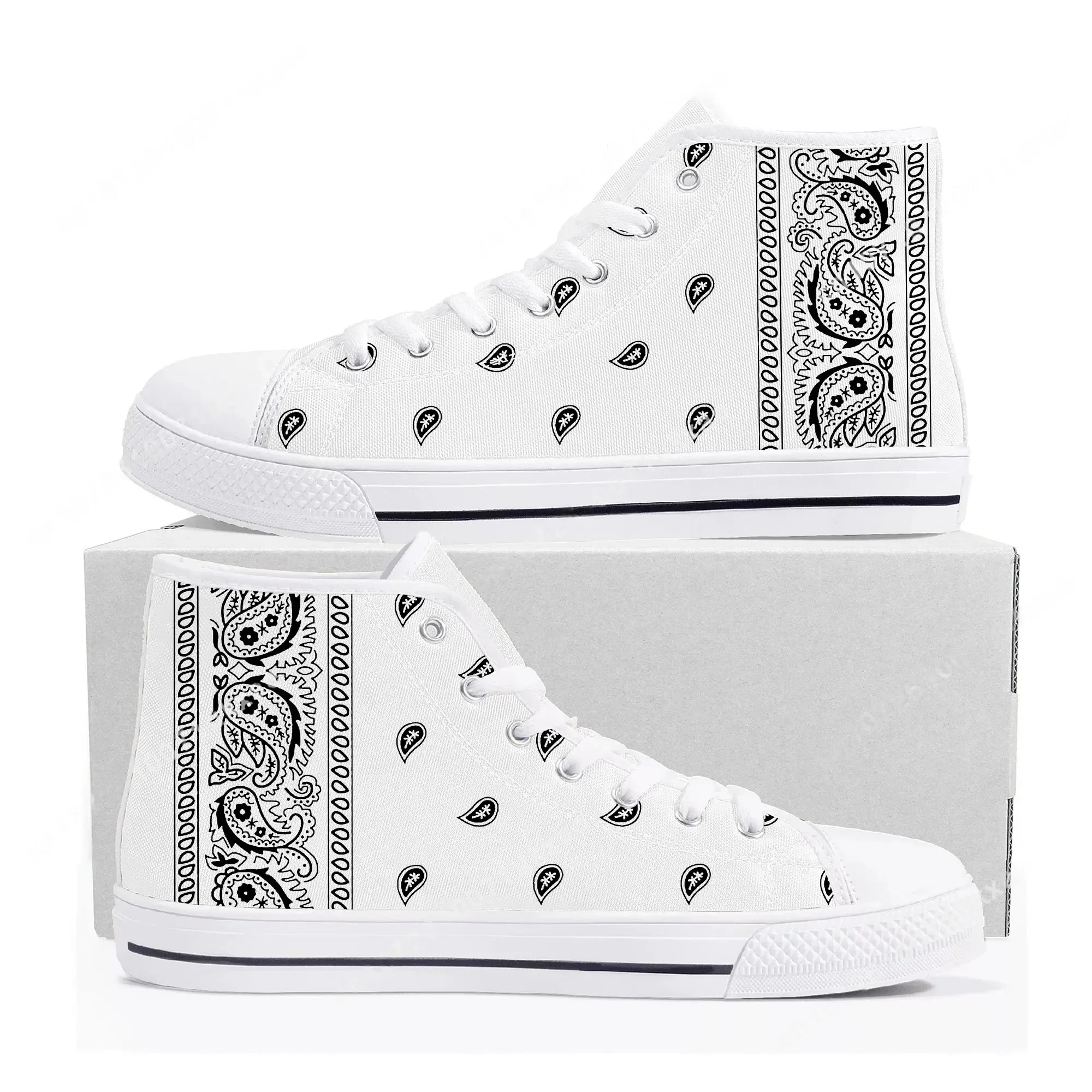 Bandana Paisley High Top Sneak - Men'S Shoes Black And White incelemesi ve fiyatı