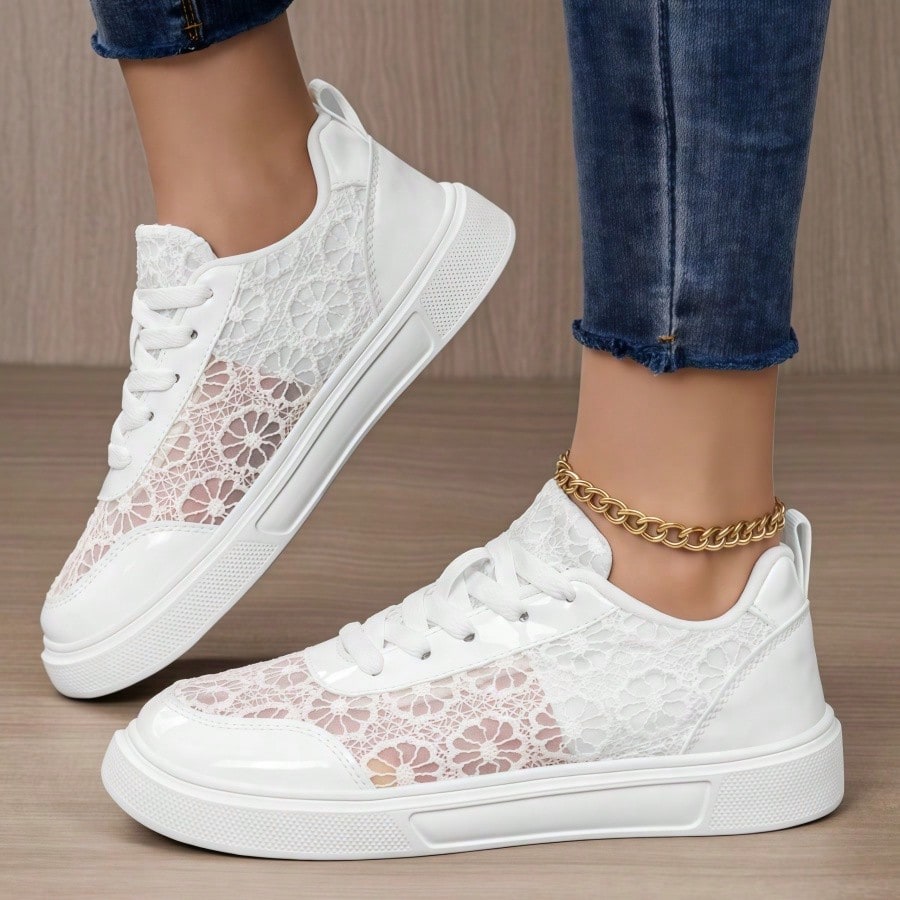 Women's White & Black Mesh Sne - Mesh Trainer Breathable incelemesi ve fiyatı