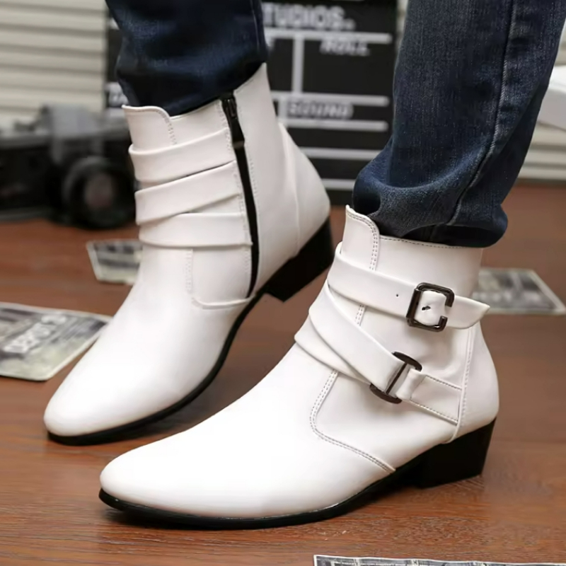 Luxury Men Boots Leather Chels - Men'S Shoes Black And White incelemesi ve fiyatı