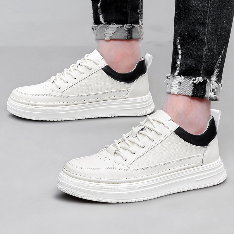 Men Leather Platform Sneakers  - Men'S Shoes Black And White incelemesi ve fiyatı