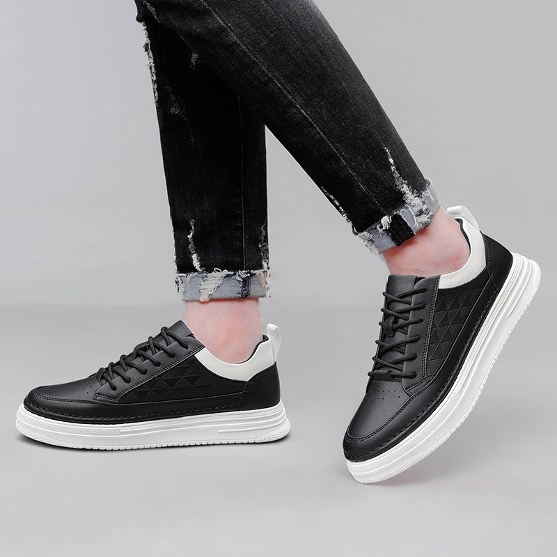 Men Leather Platform Sneakers  - Men'S Shoes Black And White incelemesi ve fiyatı