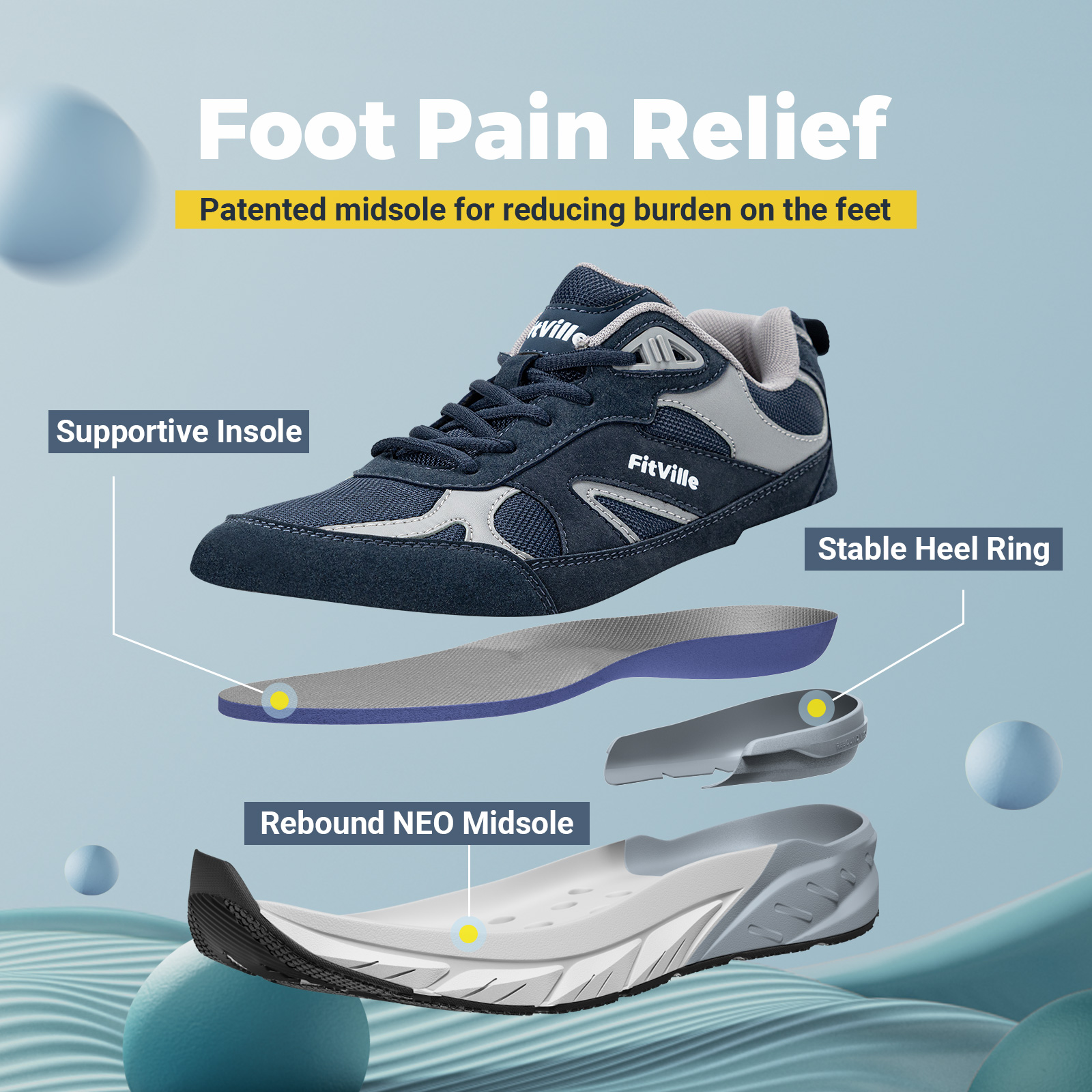 FitVille Newest Walking Shoes  - Men'S Shoes For Wide Feet incelemesi ve fiyatı